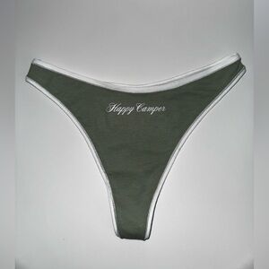 NWT Victoria's Secret PINK Olive and White Thong